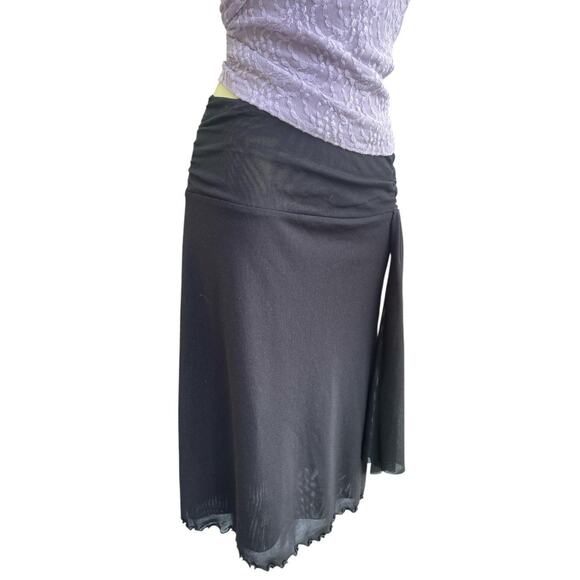 VTG Y2K mesh semi sheer black goth stretch skirt medium - Picture 2 of 6
